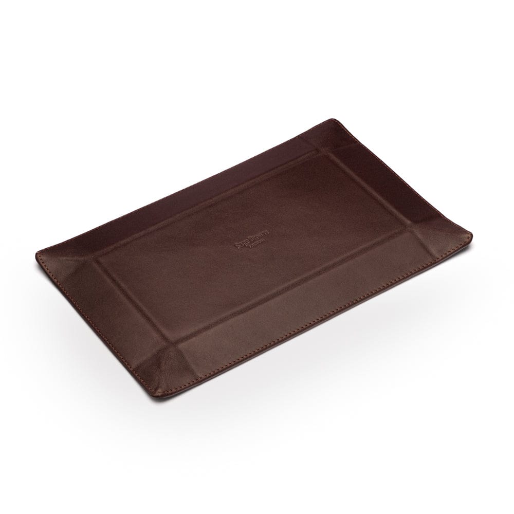 Rectangular valet tray, brown with green, base