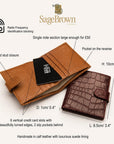 Compact Slim RFID Leather Wallet with Tab Closure, features and dimensions