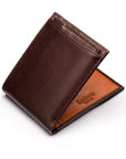 Leather 2 in 1 Wallet - Brown With Orange