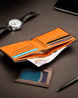 Leather 2 in 1 Wallet - Brown With Orange