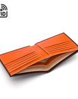 Men's RFID wallet with 10 CC, brown with orange, inside