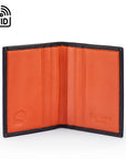 Premium Slim RFID Leather Credit Card Wallet, Soft Brown With Orange, inside