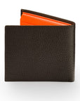 RFID leather wallet with 9 cc, brown with orange, back