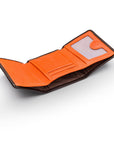 Trifold Leather Wallet With ID - Brown With Orange