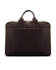 15" leather laptop briefcase, brown pebble grain, front