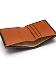 RFID leather wallet with 4 CC, brown with tan, inside