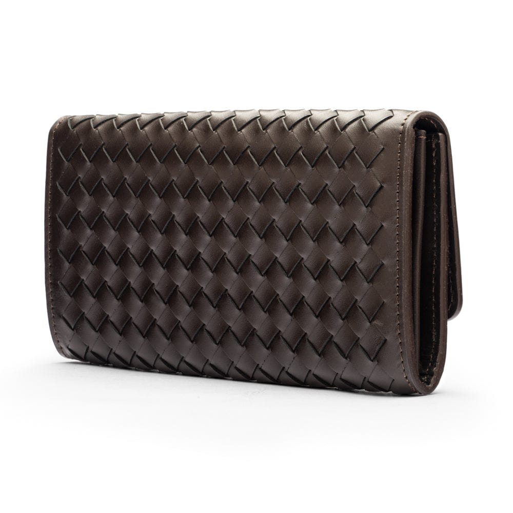 Woven leather concertina purse, brown back