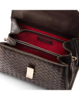 Woven leather Sabrina bag, brown, inside