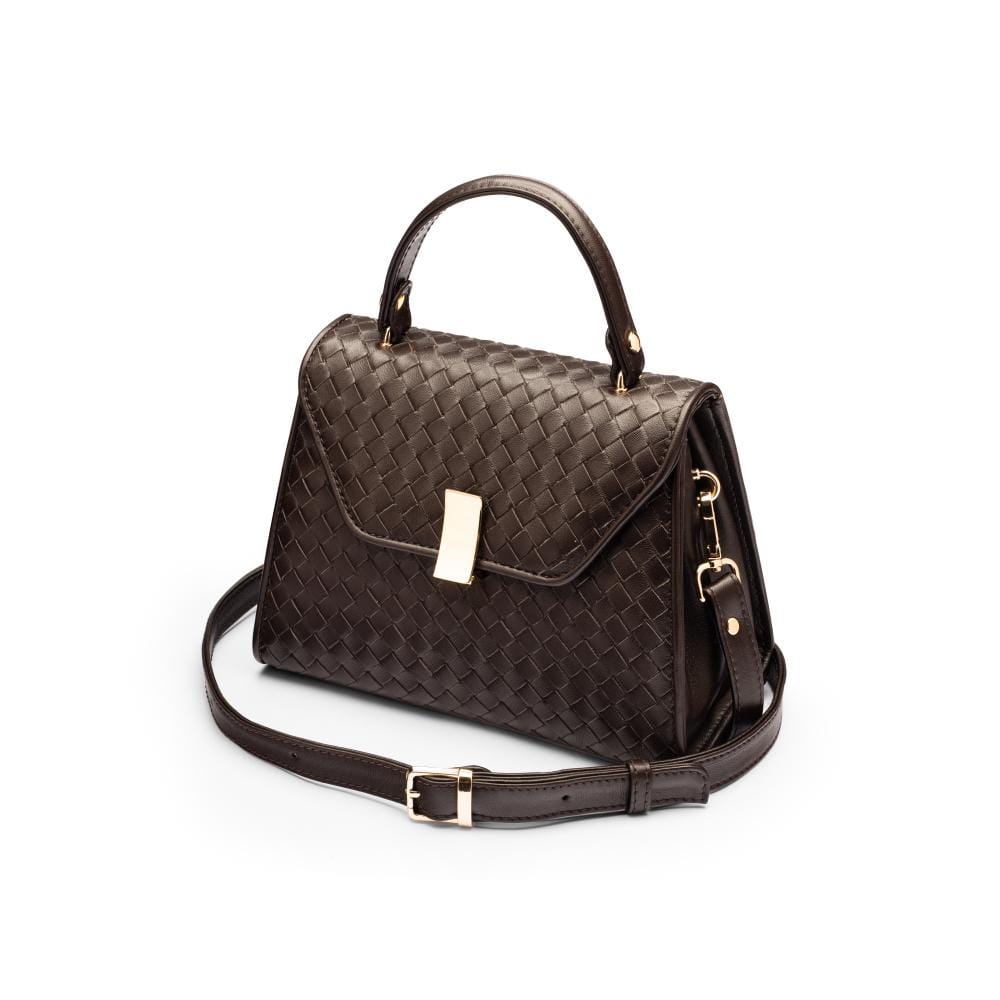 Woven leather Sabrina bag, brown, side