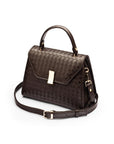 Woven leather Sabrina bag, brown, side