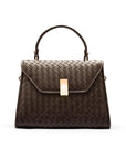 Woven leather Sabrina bag, brown, front
