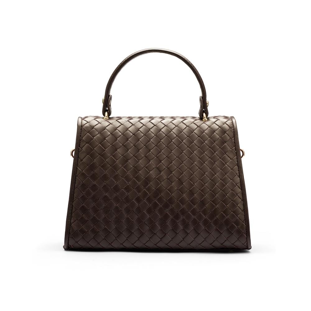 Woven leather Sabrina bag, brown, back