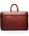 15" slim leather laptop bag, burgundy, front