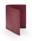 Compact leather wallet with 6 credit card slots and 2 ID windows, burgundy, front