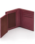 Compact leather wallet with 6 credit card slots and 2 ID windows, burgundy, extra page