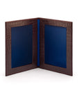 Double leather photo frame, burgundy croc, 6 x 4", open