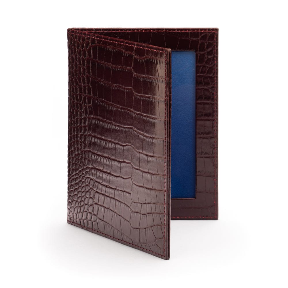 Double leather photo frame, burgundy croc, 6 x 4", front view
