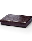 Large Leather Cufflink And Jewellery Box, Burgundy Croc Effect With Red, front