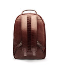 Men's leather 15" laptop backpack, burgundy croc, back view