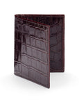 Premium Slim RFID Leather Credit Card Wallet, Burgundy Croc Effect, front