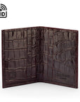 Premium Slim RFID Leather Credit Card Wallet, Burgundy Croc Effect, inside