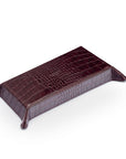 Rectangular Leather Valet Tray - Burgundy Croc Effect With Green, base