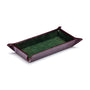 Rectangular Leather Valet Tray, Burgundy Croc Effect With Green