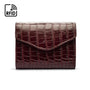 RFID Large leather purse with 15 CC, burgundy croc, front