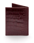 RFID leather passport holder, burgundy croc, back view