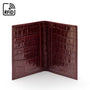 RFID leather passport holder, burgundy croc, inside view