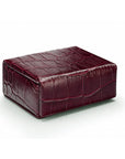 Small Leather Stud & Collar Stiffener Box, Burgundy Croc With Blue, front