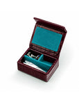 Small Leather Stud & Collar Stiffener Box, Burgundy Croc With Blue, inside