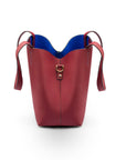 Leather tote bag, burgundy, side open