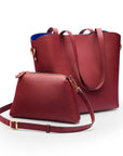 Leather tote bag, burgundy, with inner bag