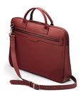 16" slim leather laptop bag, burgundy, side view