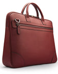 16" slim leather laptop bag, burgundy, front