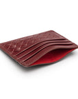 Flat woven leather card holder, burgundy, inside