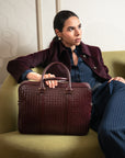 Gainsborough Woven Leather 15" Laptop Bag - Burgundy Woven