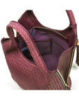 Large Woven Leather Bag - Burgundy