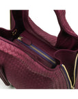 Large Woven Leather Bag - Burgundy