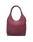 Large Woven Leather Bag - Burgundy