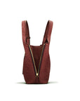 Large Woven Leather Bag - Burgundy