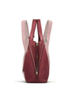 Large Woven Leather Bag - Burgundy