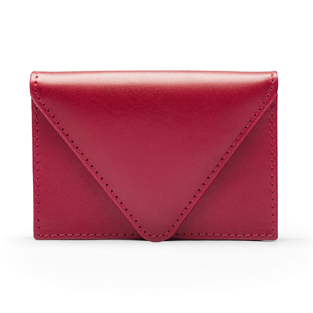 Leather business card envelope, burgundy, front