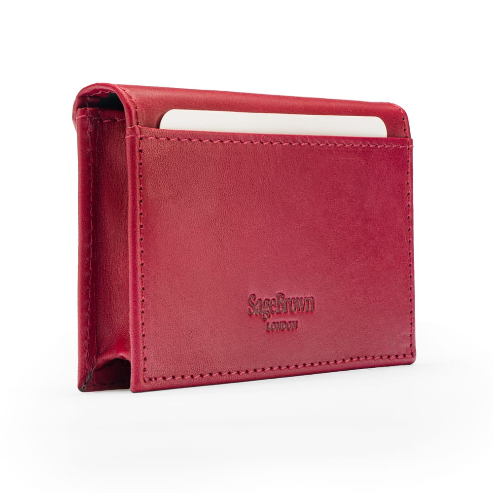 Leather business card envelope, burgundy, back