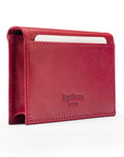 Leather business card envelope, burgundy, back