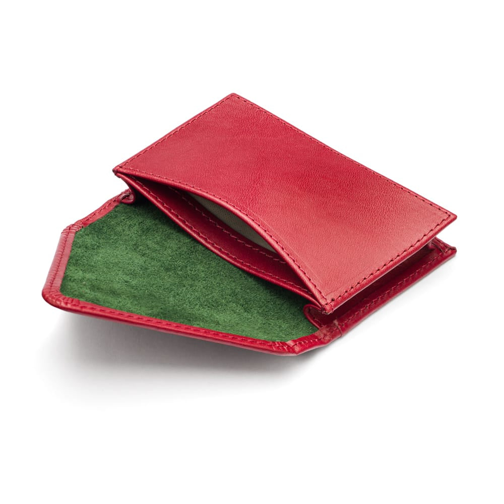 Leather business card envelope, burgundy, inside