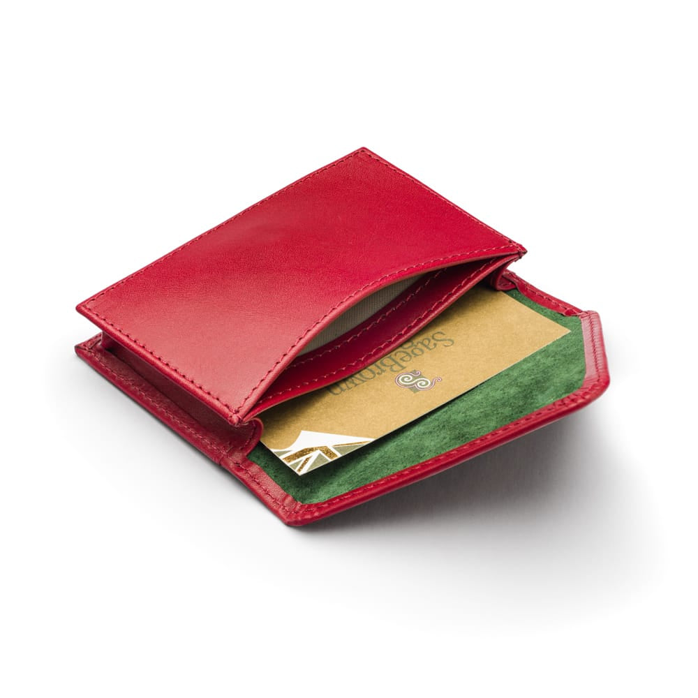 Leather business card envelope, burgundy, inside