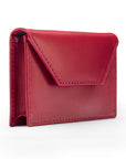 Leather business card holder, burgundy, side