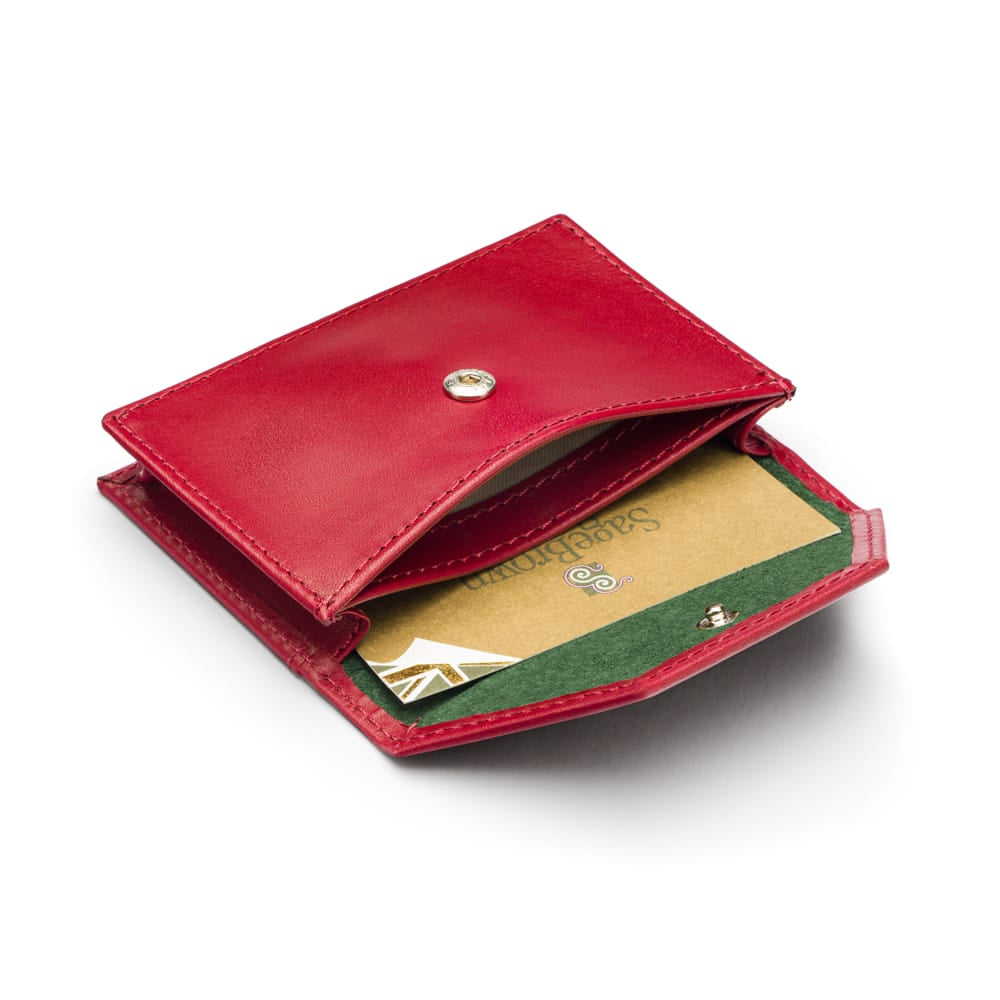 Leather business card holder, burgundy, inside